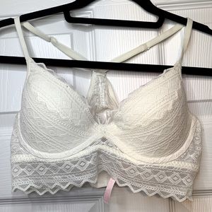 PINK White Lace Racerback Padded Bralette